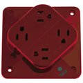 Hubbell Wiring Device-Kellems Straight Blade Devices, Receptacles, 4- Plex, Hospital Grade, 2-Pole 3-Wire Grounding, 15A 125V, 5-15R, Red, Single Pack HBL415HR